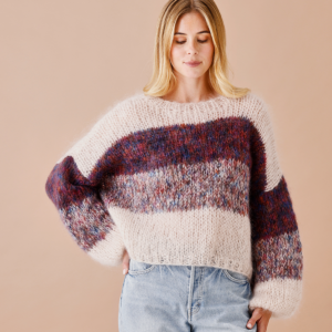 Mönster: Sweater med breda ränder i Bella och Bella Color, 893290  Permin
